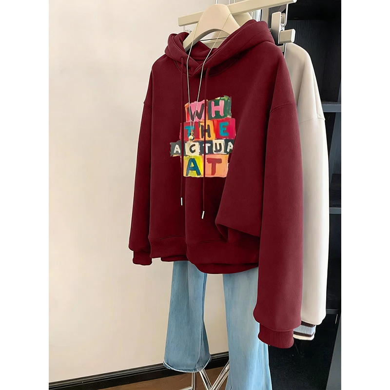 加绒加厚新年本命年卫衣女2026年新款连帽短款时尚洋气外套上衣潮