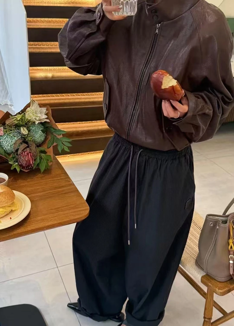 ys以十七设计师品牌暮野珊格纹长裤蓝