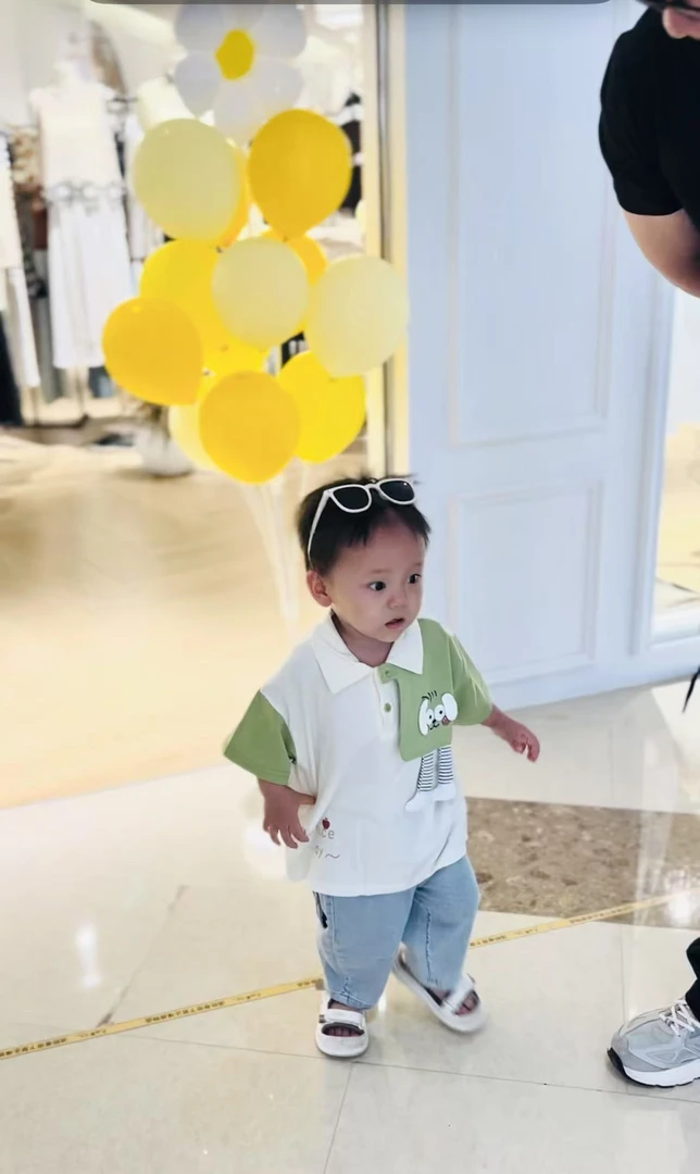 男童POLO衫翻领儿童印花韩版卡通休闲拼色撞色