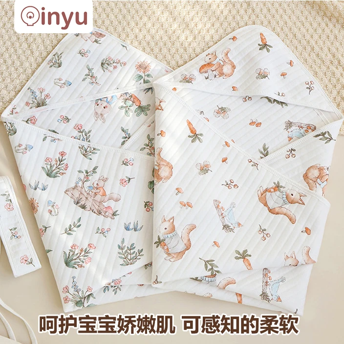 婴儿透气抱被柔软棉新生儿产房包被a类空气棉宝宝外出包单包巾
