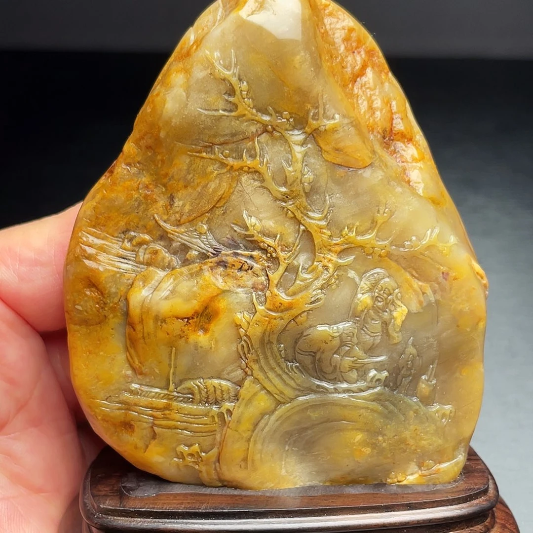 田黄石昌化田手把件印章摆件