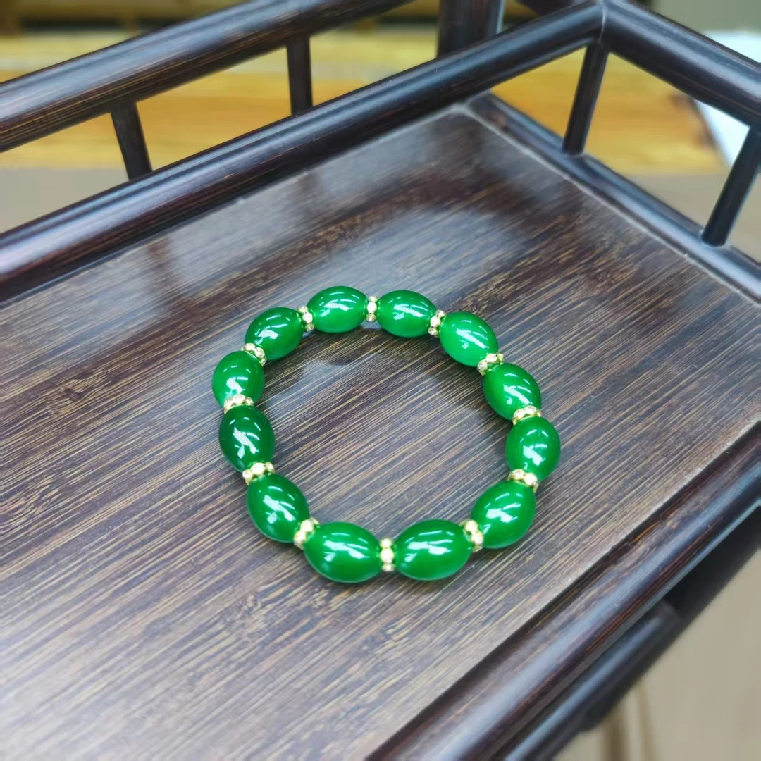 m-af048绿水晶橄榄珠单圈手串10m