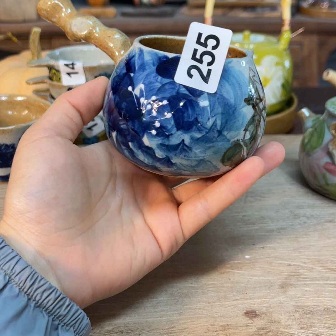 壶素浅陶瓷手工手绘