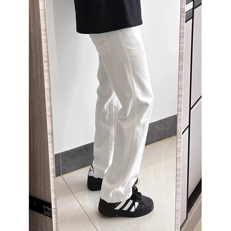 【奥莱折扣】薄款修身爆款男裤宽松白色裤子新男款黑色直筒男士秋