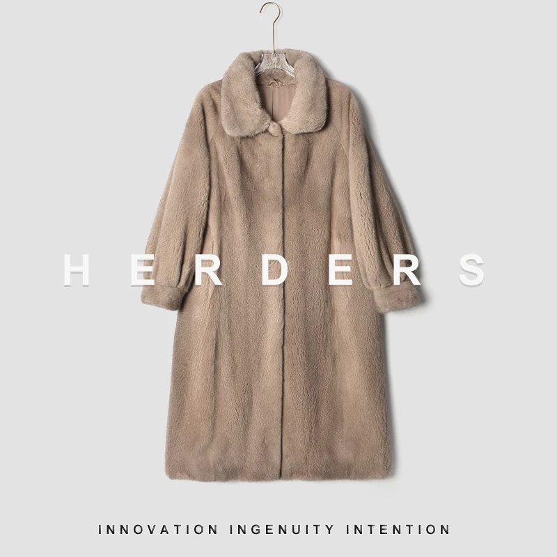 HERDERS 银蓝色水貂长款皮草外套249570