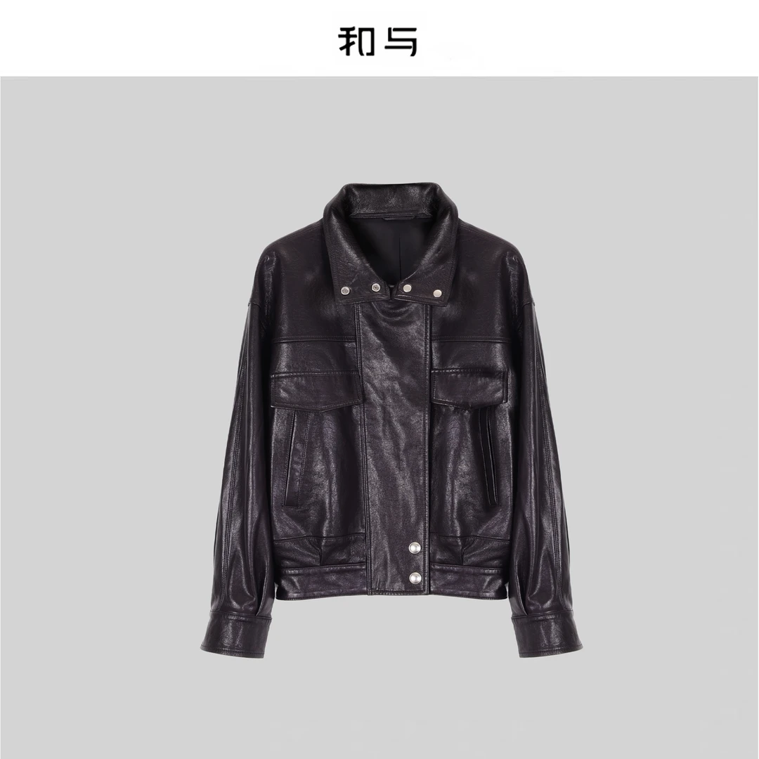 和与｜复古羊皮机车外套H53MYY10022