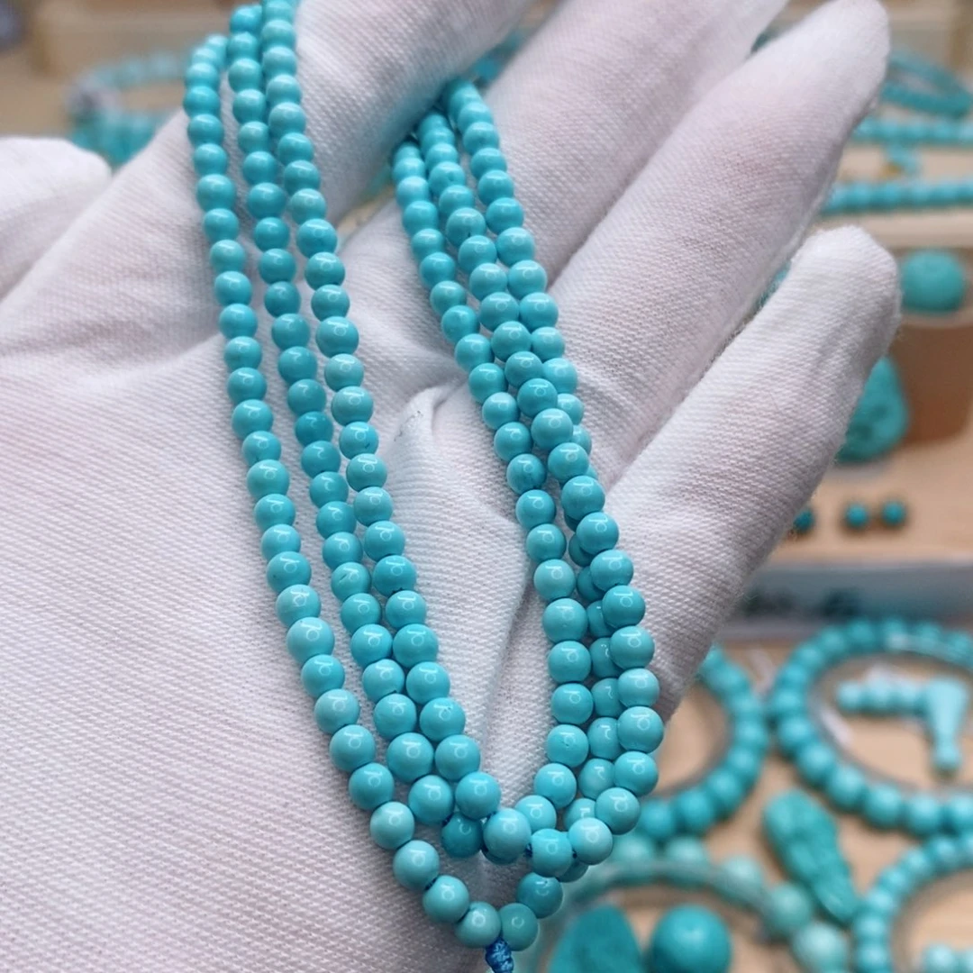 坤***n绿松石未镶嵌珠宝奇石3.8mm