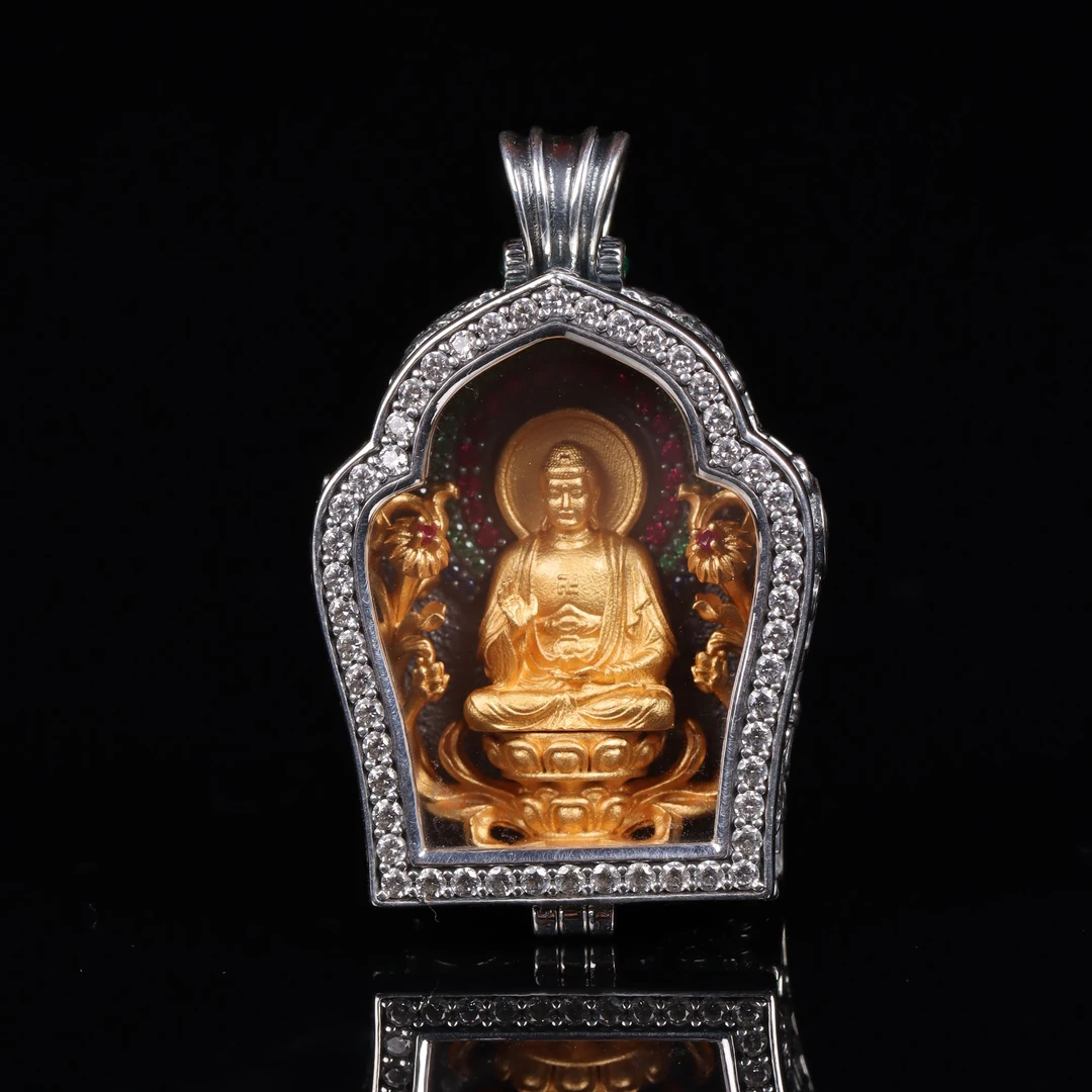 吊坠925银 象雄十二生肖守护神大日如来吊坠属羊属猴本命佛小饰品