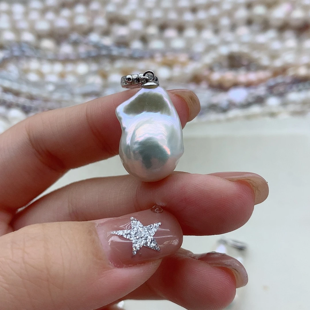 吊坠(不含链)银S925镶嵌淡水珍珠