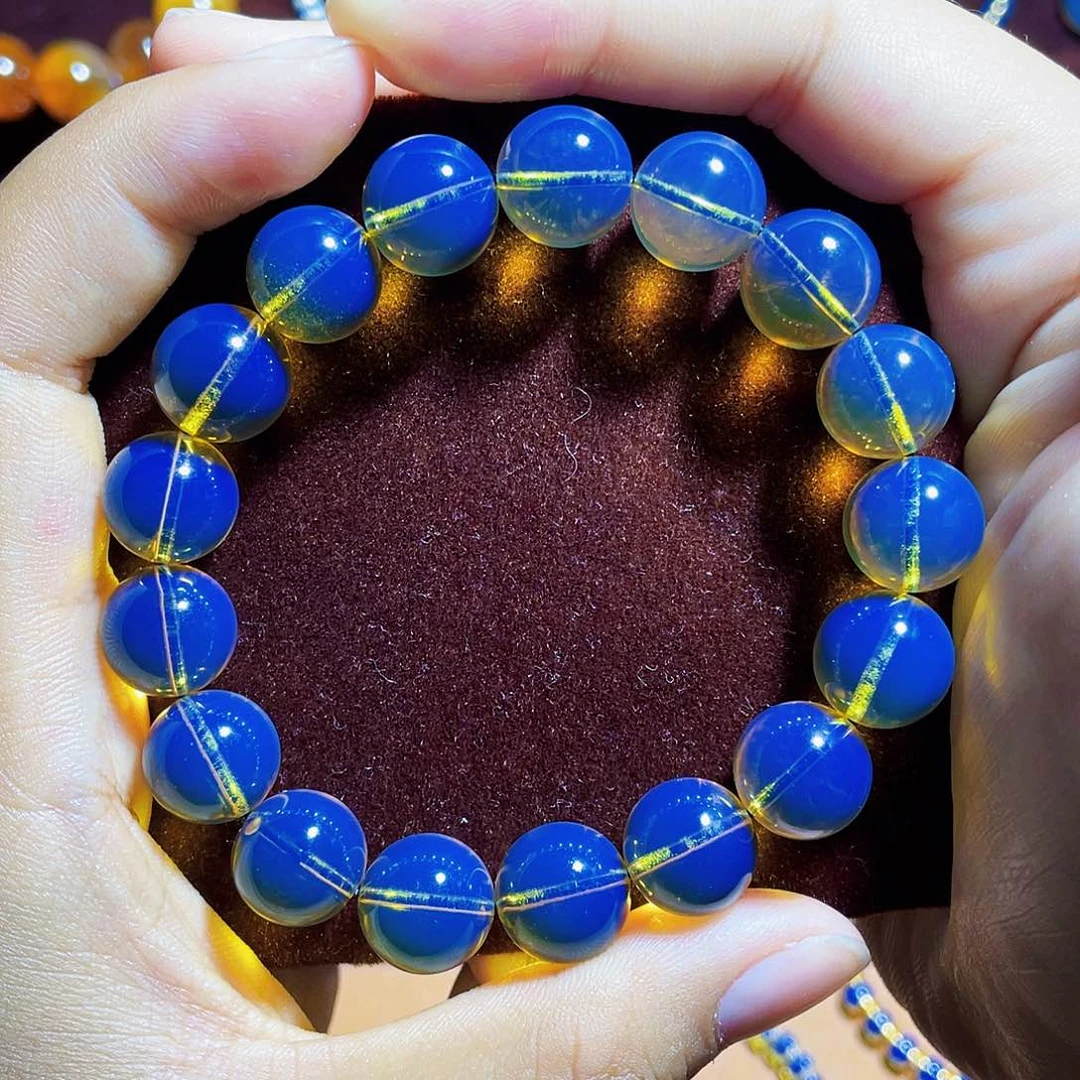 蓝珀裸石未镶嵌三*12手串