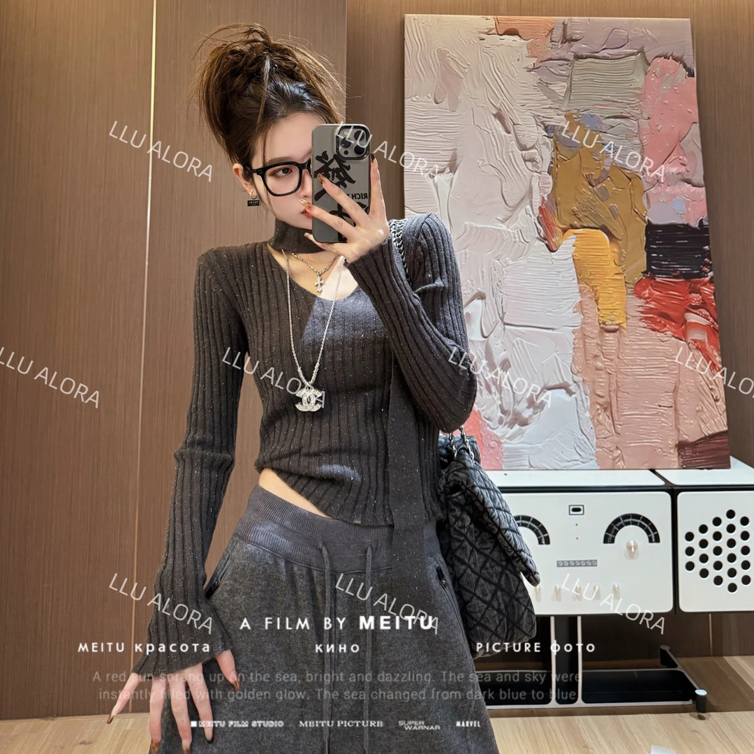 【LLU李】冬季新款修身显瘦针织衫百搭打底衫  LLU-01228