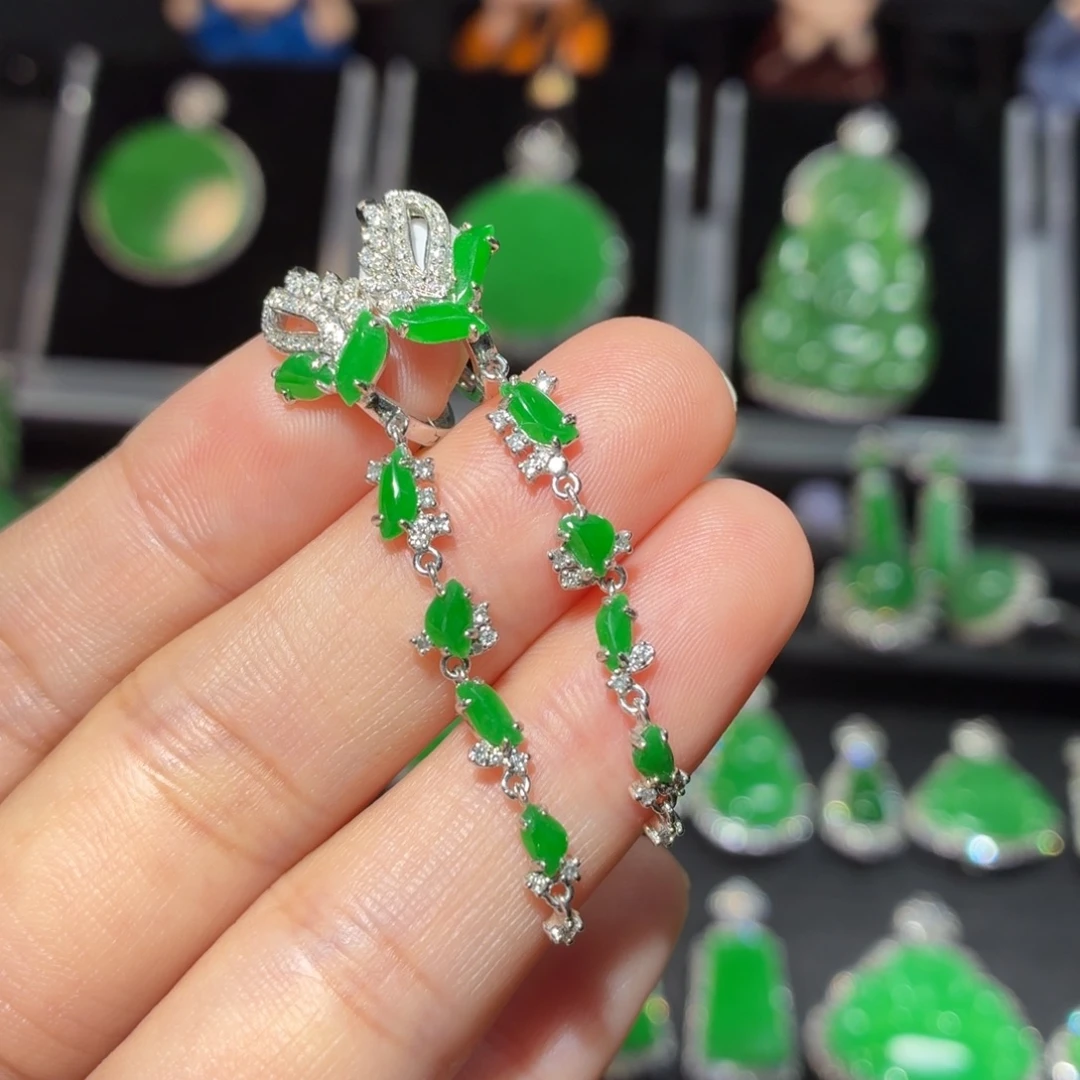 翡翠18K金镶嵌吊坠(不含链)92号