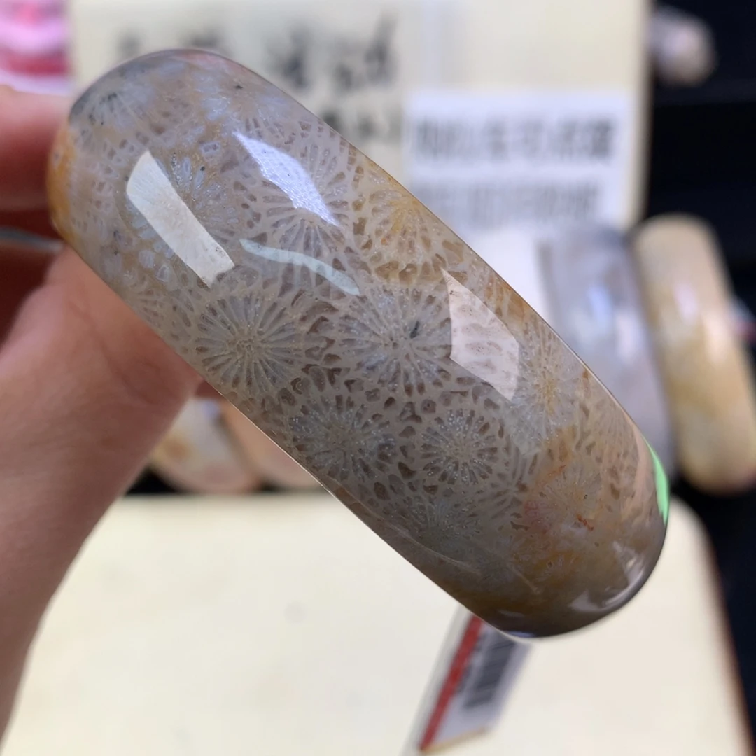 硅化珊瑚（珊瑚玉）未镶嵌颈饰五折手镯56.2圈（25号）