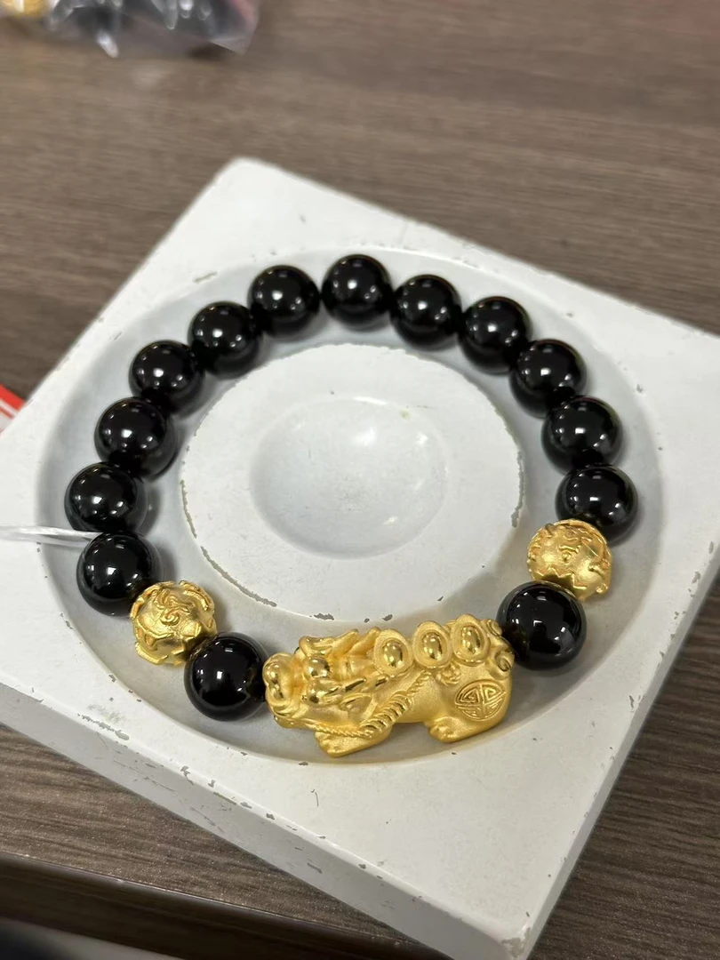 【足金999】卡10转运珠+黄金貔貅