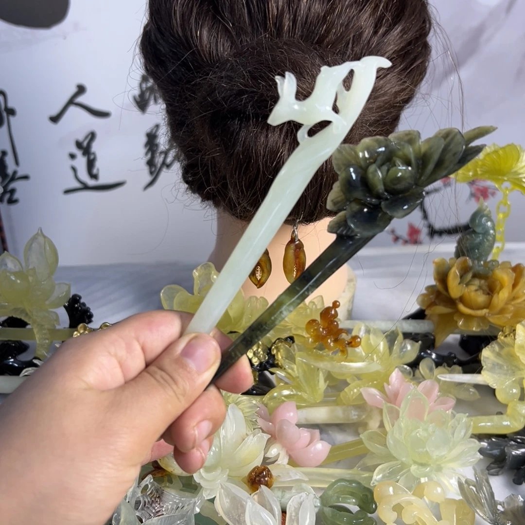 蛇纹石玉未镶嵌发饰