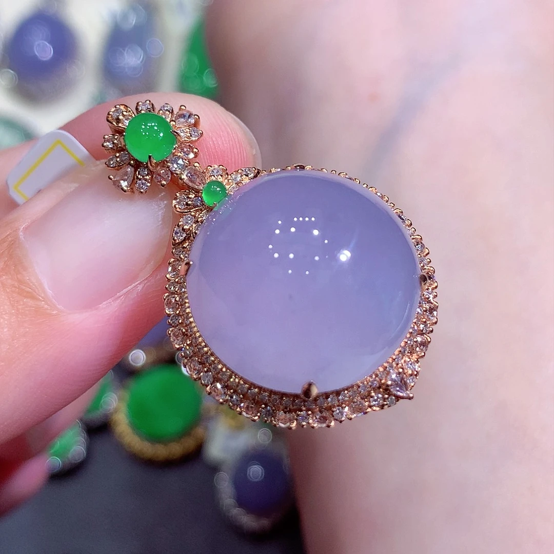 吊坠(不含链)18K金镶嵌翡翠