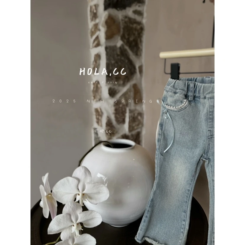 HOLA.CC·25春~蝴蝶结珍珠牛仔裤8881（汉服牛仔裤）