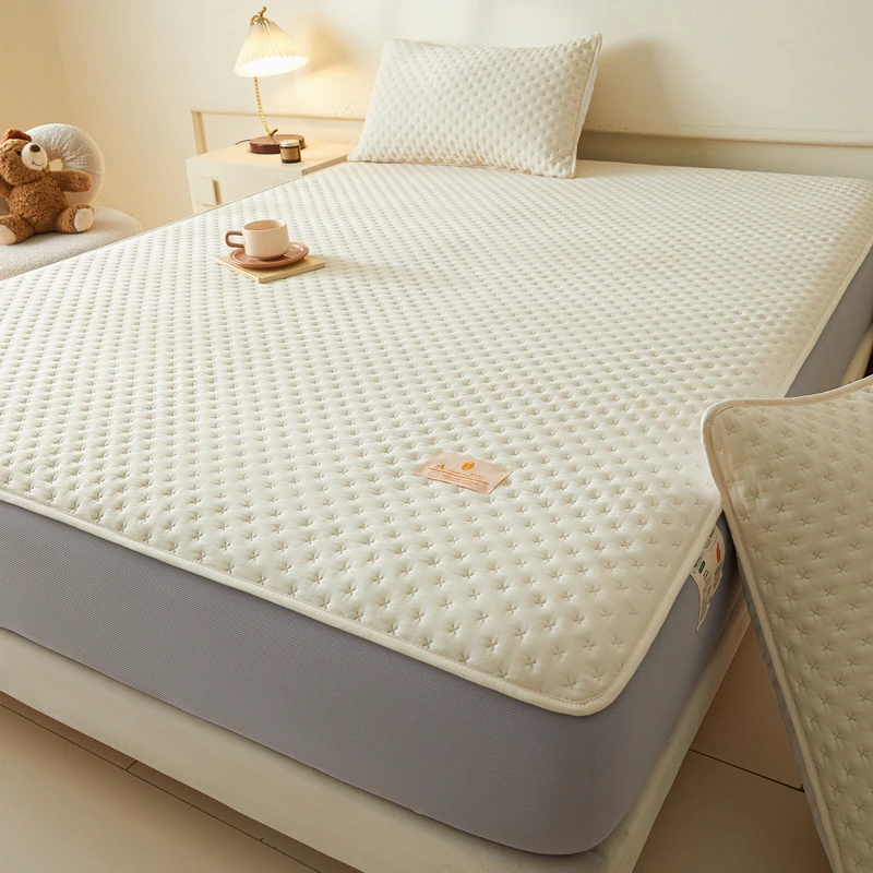 水洗棉夹棉床笠泡泡棉床罩细沙席梦思床单床垫保护套纯色防滑防尘