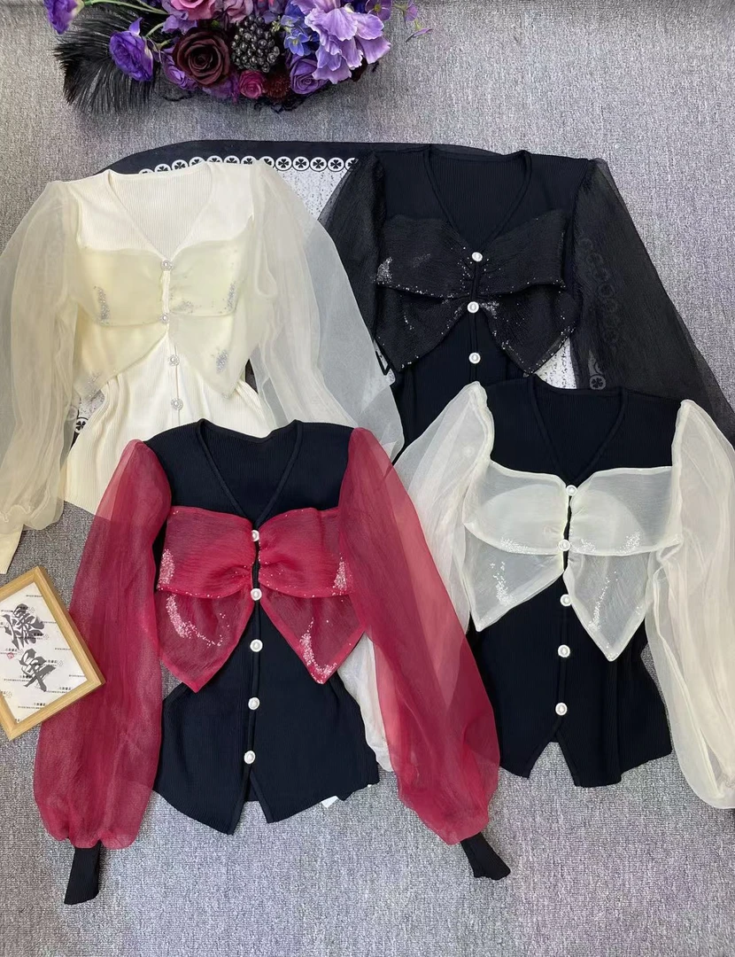 淑雅阁服饰  修身型百搭毛针织衫女休闲风时尚长袖针织2610