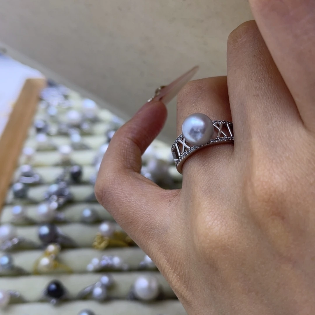海水珍珠戒指银S925镶嵌