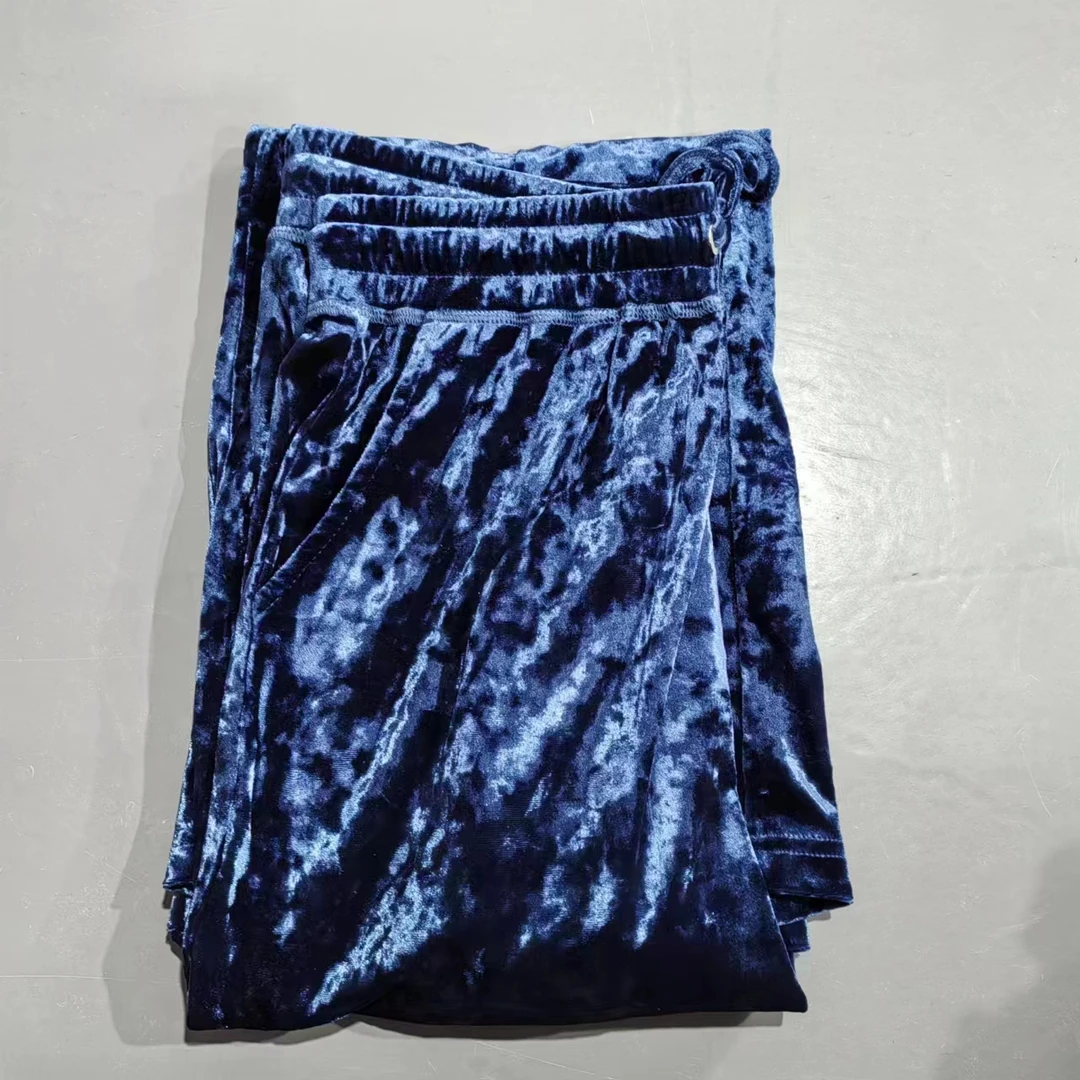 【南油玲姐】蓝色松紧腰丝绒休闲裤V630