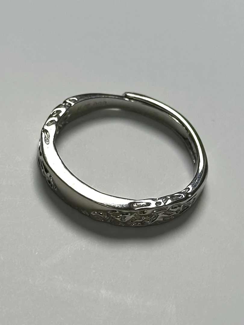 足银戒指 连理枝熔岩999纯银戒指