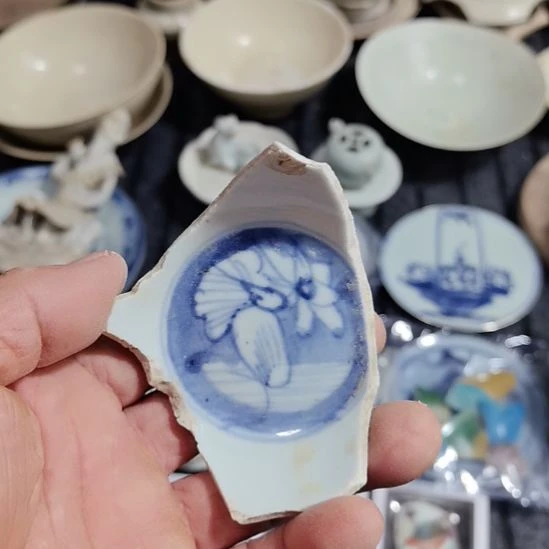 瓷片青花影青杯垫学习标本