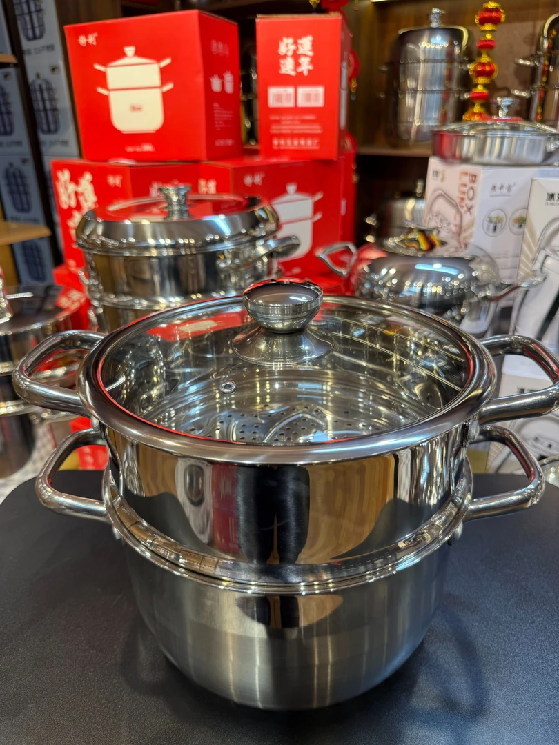 BH/不锈钢蒸锅26CM双层汤蒸锅大容量蒸笼汤锅厨房蒸包子专用
