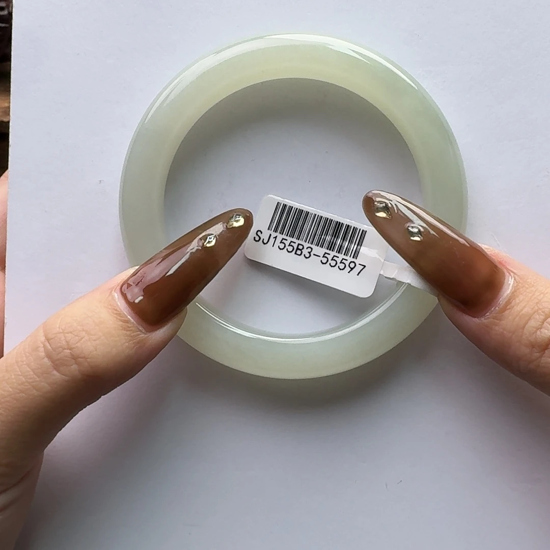 和田玉未镶嵌手镯57高冰浅晴水