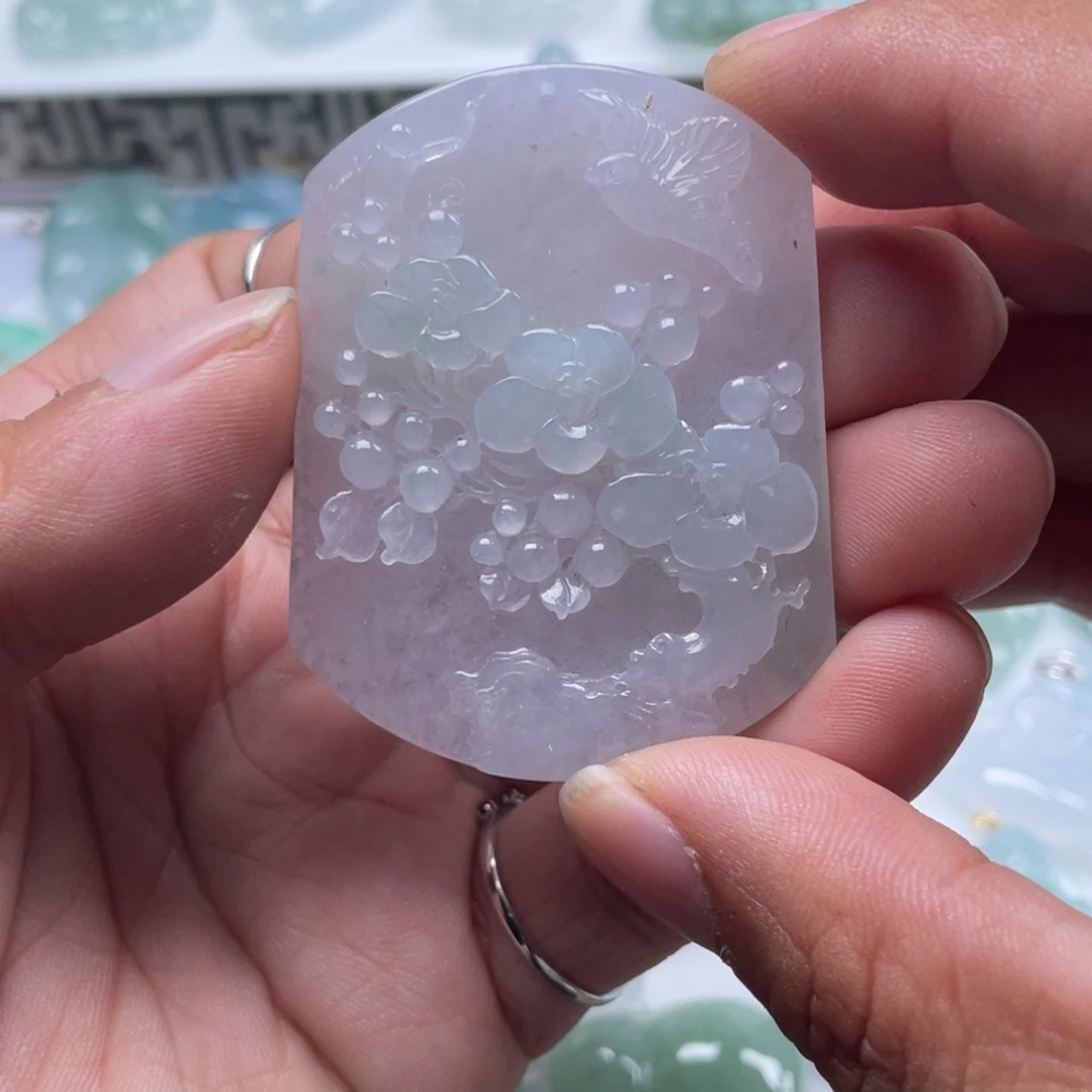 翡翠未镶嵌颈饰翡翠冰紫➕绿