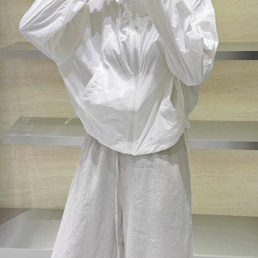 夏季薄款连帽拉链女韩版短外套皮肤衣女装长袖防晒045