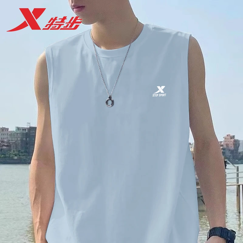 特步背心男款夏季速干衣夏季正品训练t恤透气坎肩无袖男士运动T恤