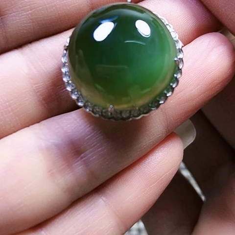 和田玉银S925镶嵌戒指