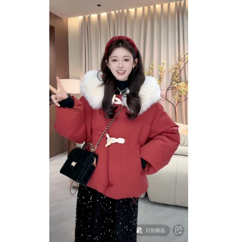 欣儿优选●热恋岛屿Q4YRF3391A羽绒服预网红短款时尚百搭红色加厚