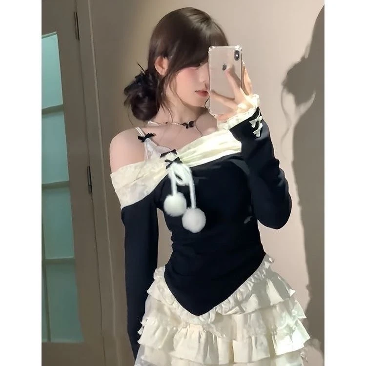 2025新款辣妹显瘦时尚长袖上衣甜美