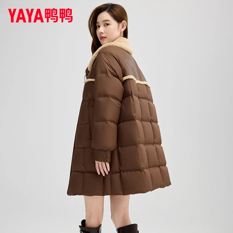 YAYA/鸭鸭2025年冬季新款时尚休闲女士宽松显瘦百搭长款羽绒服