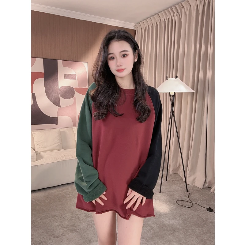 【加绒加厚】纯色女款爆款2025新款韩宽松oversize遮屁股