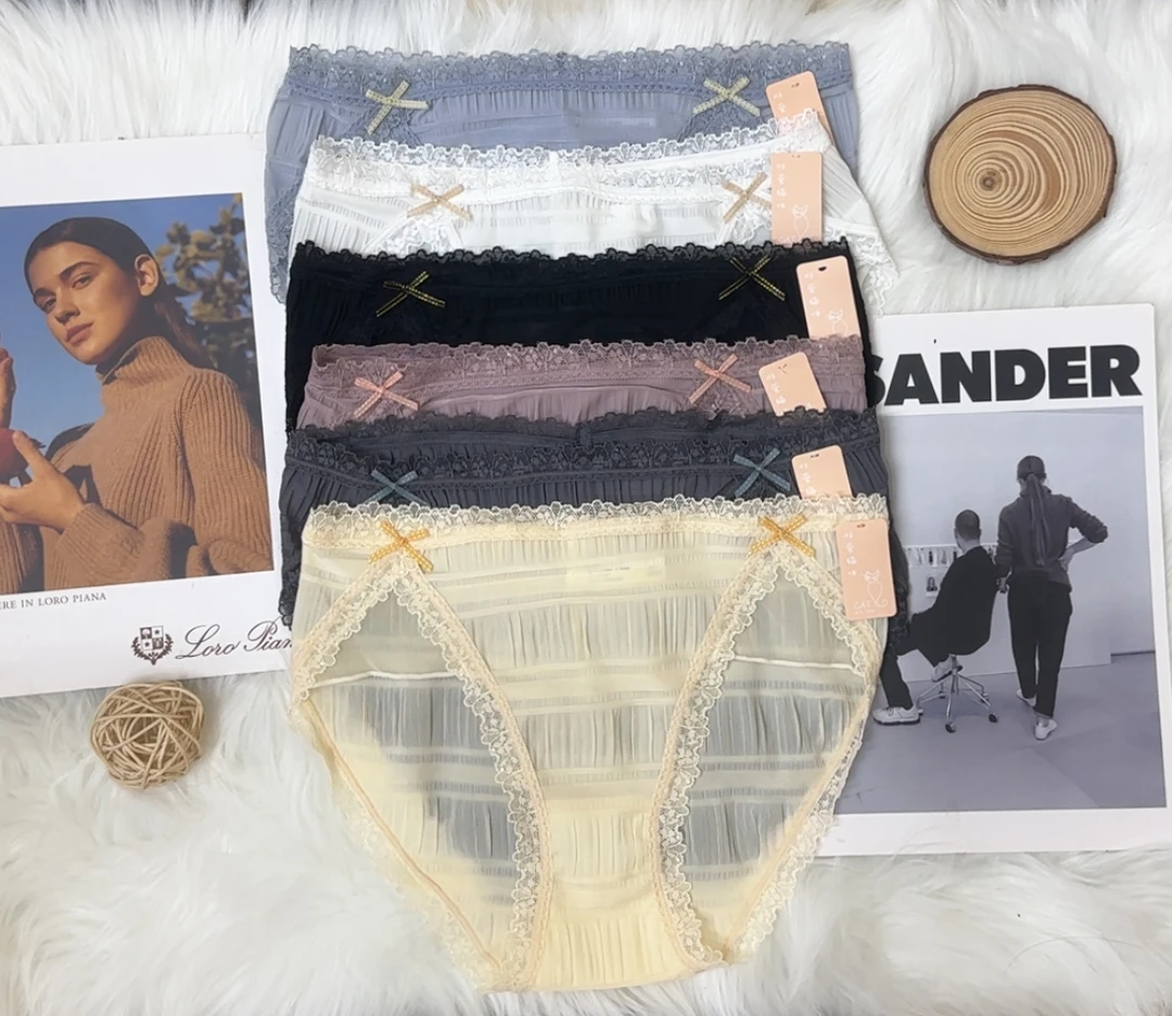 高级日系性感蕾丝三角内裤中高腰抗菌底档性感舒适少女