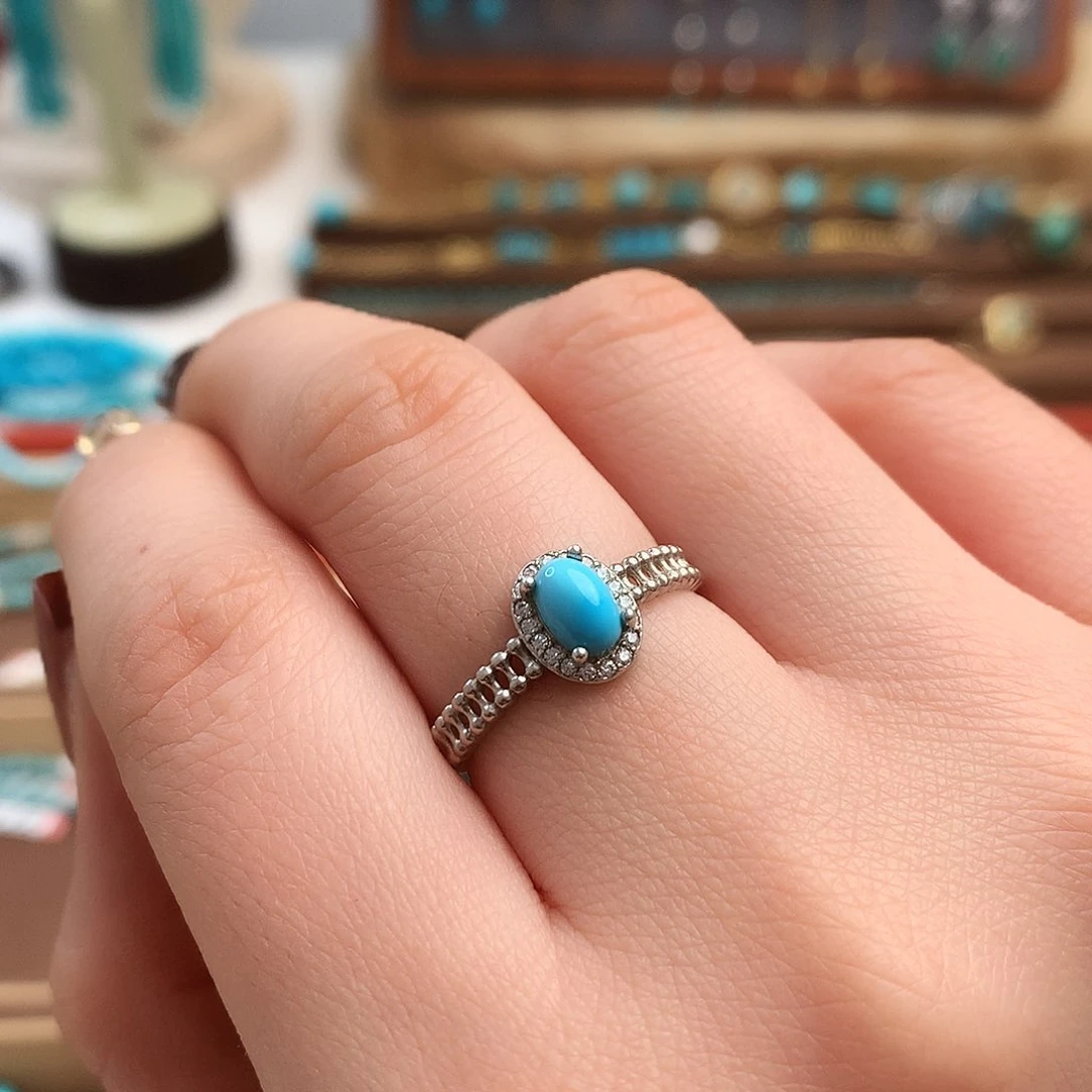 绿松石珠宝奇石银S925镶嵌