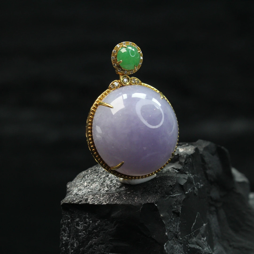 ZB22天然缅甸翡翠A货满紫蛋面吊坠/500136嘉禾臻宝拍卖