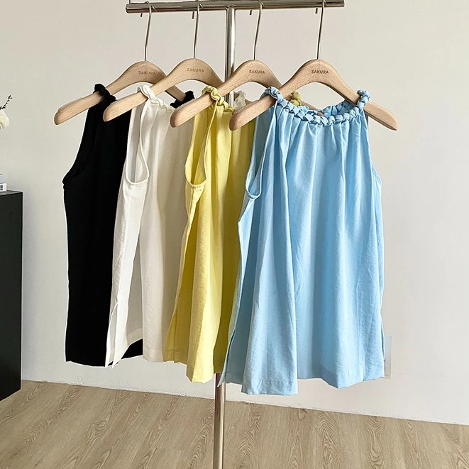 2025夏季新款韩系甜美ins设计感别致吊带背心百搭无袖气质上衣女