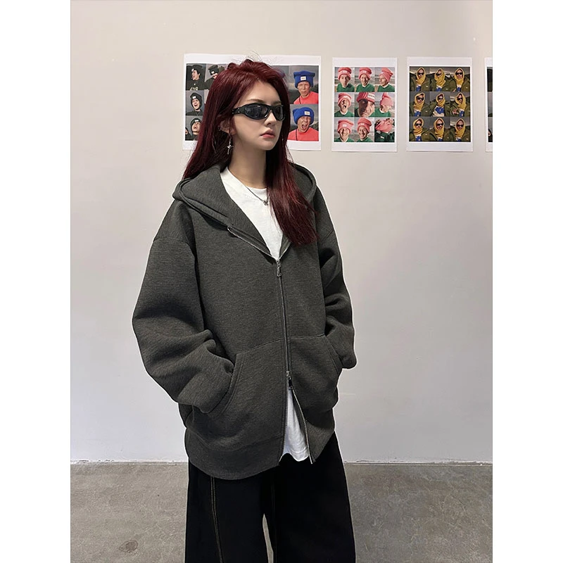 2025新款空气层卫衣常规款开衫连帽休闲上衣宽松长袖情侣百搭春季