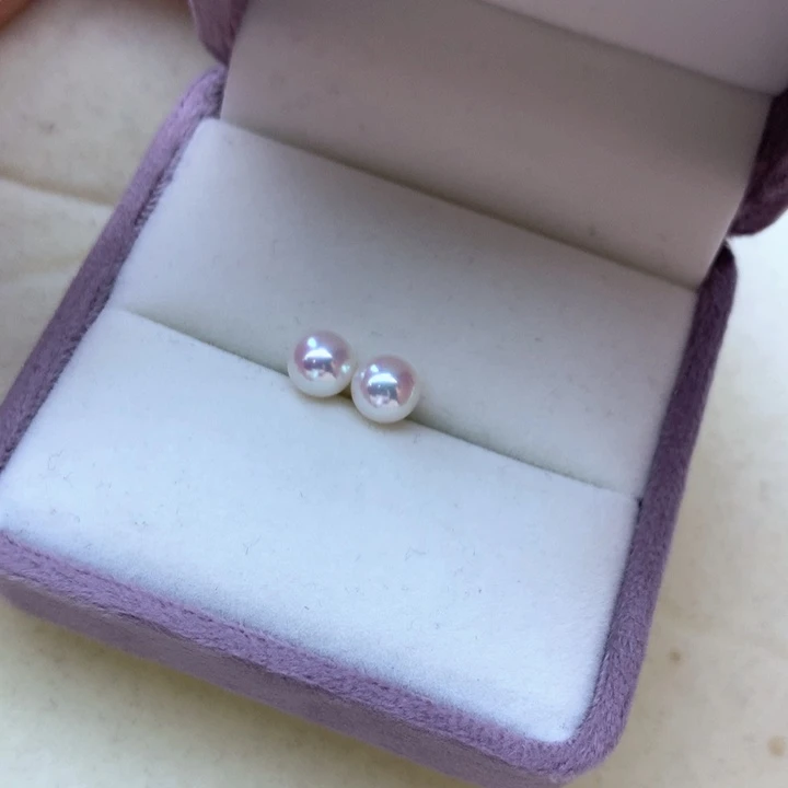 18K金镶嵌淡水珍珠耳饰7～8mm