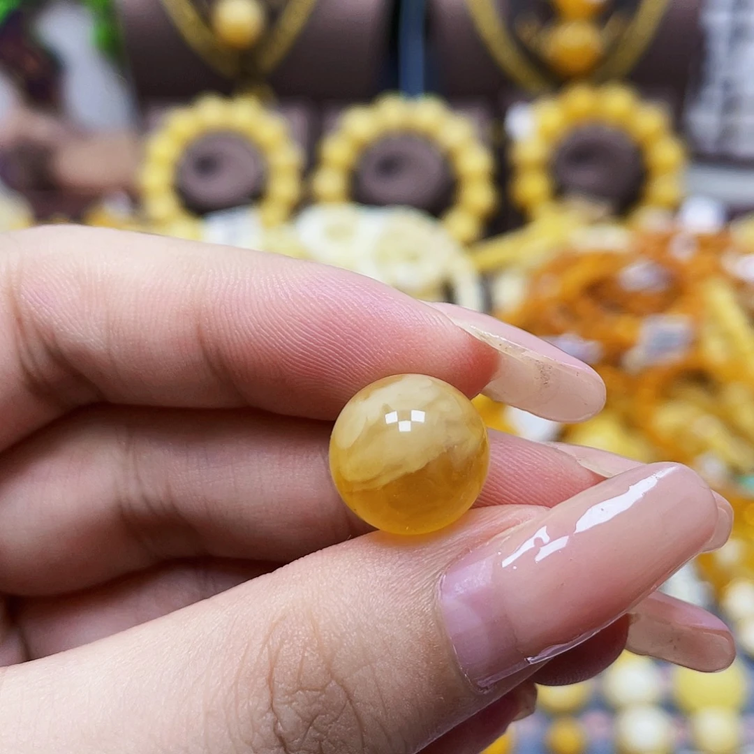 未镶嵌琥珀珠宝奇石13.3mm福利款.瑕