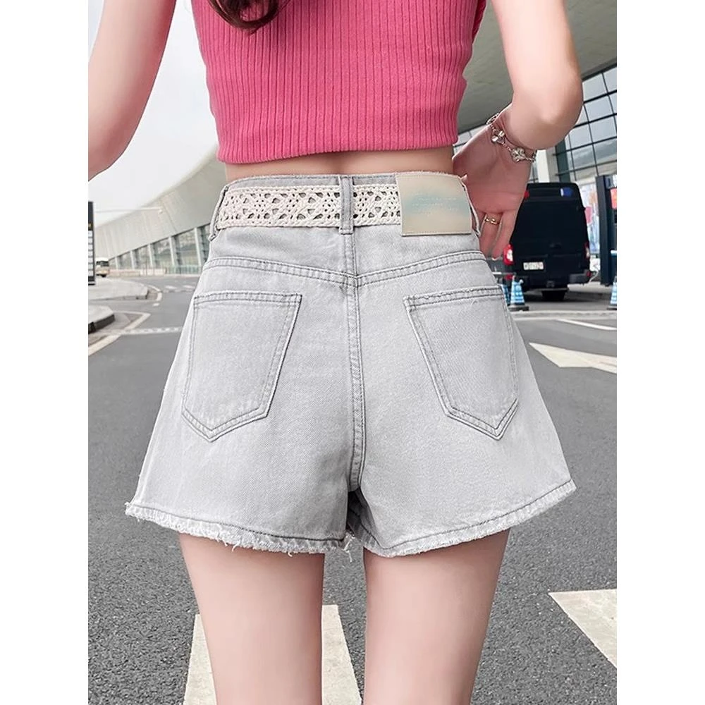 韩版复古高腰宽松显瘦感牛仔短裙裤女2025夏新款短款高腰牛仔裤