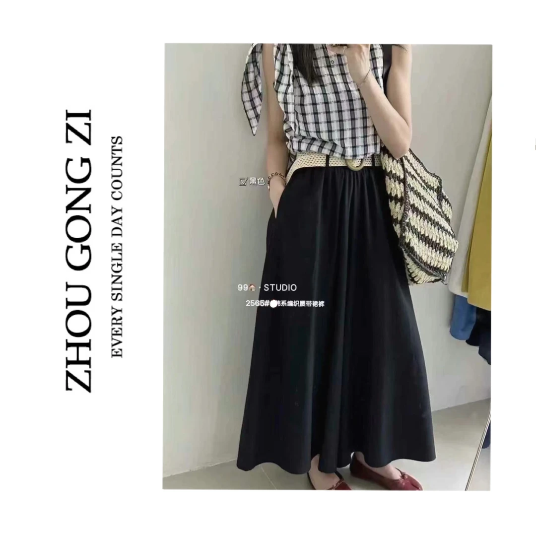周公子优选2025夏上新！垂坠感宽松阔腿裙裤-2565