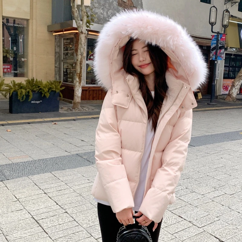 轻奢貉子大毛领收腰版羽绒服女短款2025新款秋冬加厚修身保暖外套