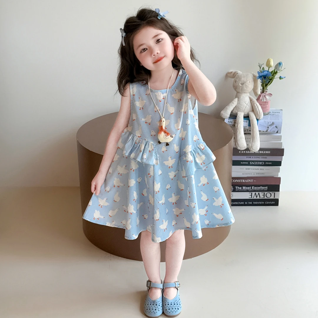 女童连衣裙2025夏季新款洋气小女孩公主裙夏装儿童裙子宝宝背心裙