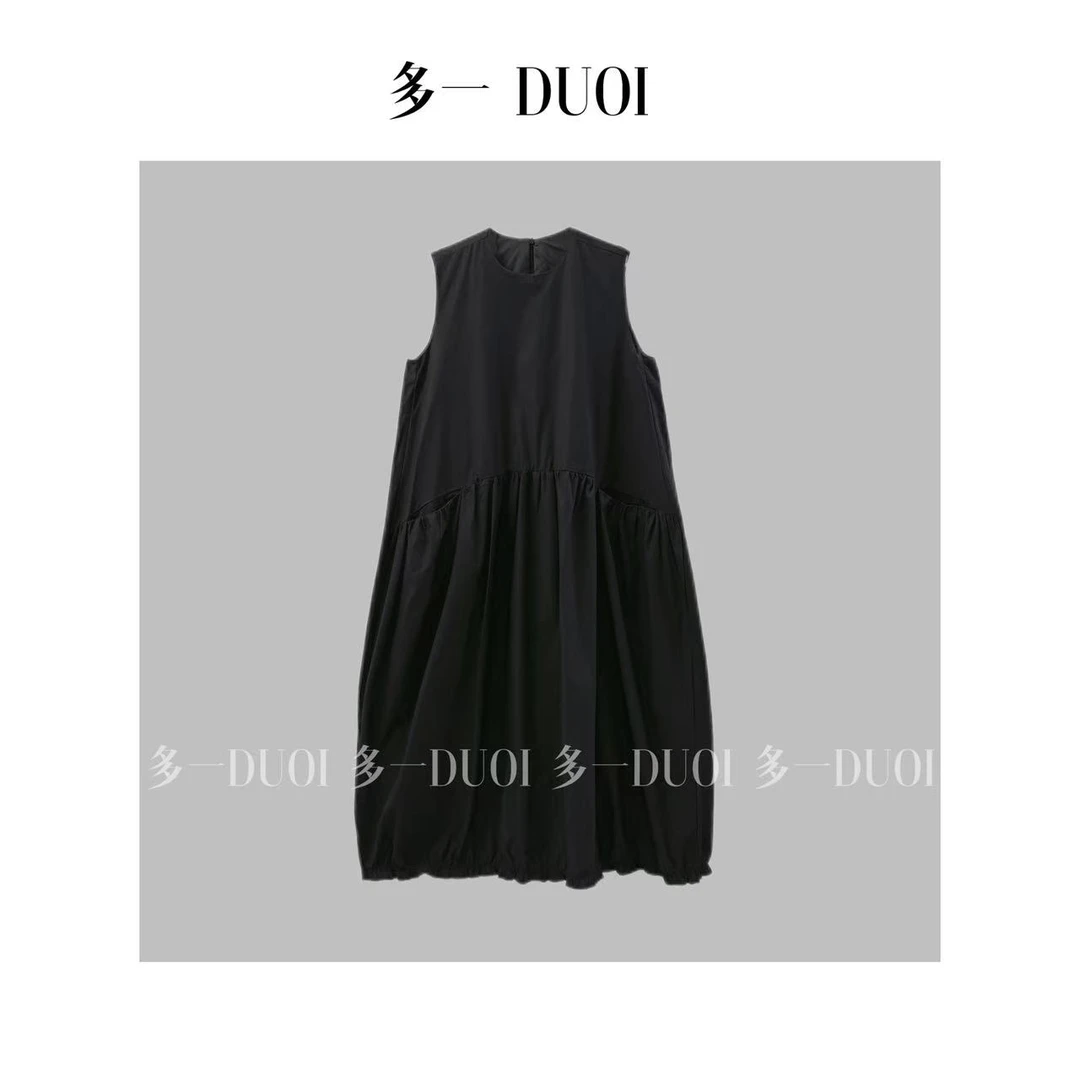 多一“赫本裙”2025夏高级感森系优雅气质无袖长款蓬蓬百搭连衣裙