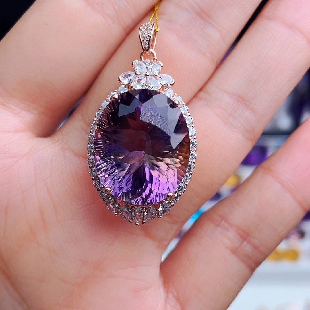 颈饰银S925镶嵌水晶天然保真